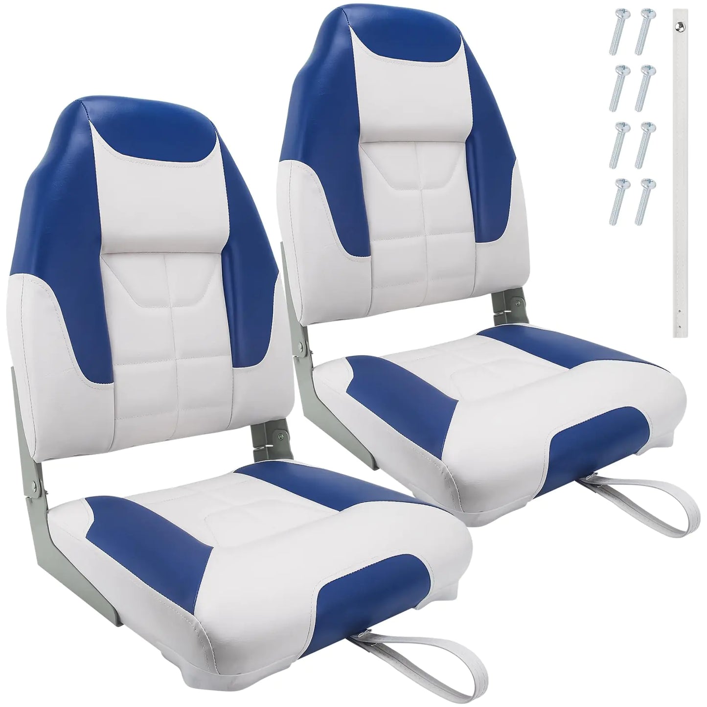 Fishing Boat Seat High Back Folding Boat Seat Seats for Boat Foldable and Portable Boat Seats Light Weight Soft and Comfortable (Blue and White)